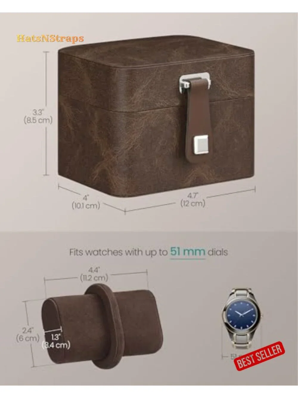 Watch Travel Case with Adjustable Divider and Hidden Storage